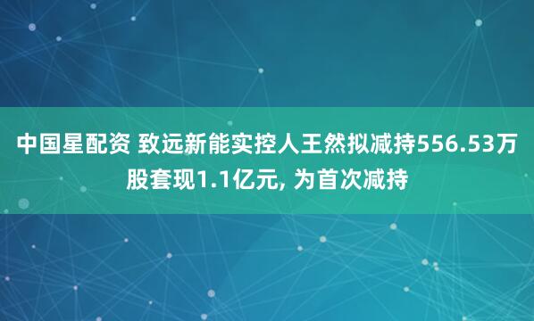 中国星配资 致远新能实控人王然拟减持556.53万股套现1.1亿元, 为首次减持